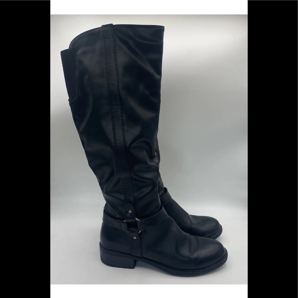 Apt 9 Womens Black Kolbe Vegan Leather Knee High Riding Boots Size 9